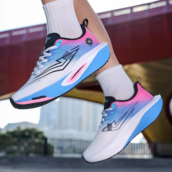 Men Women light running shoes four seasons thick sole outdoor casual racing sneakers couple fashion breathable speed sports shoe