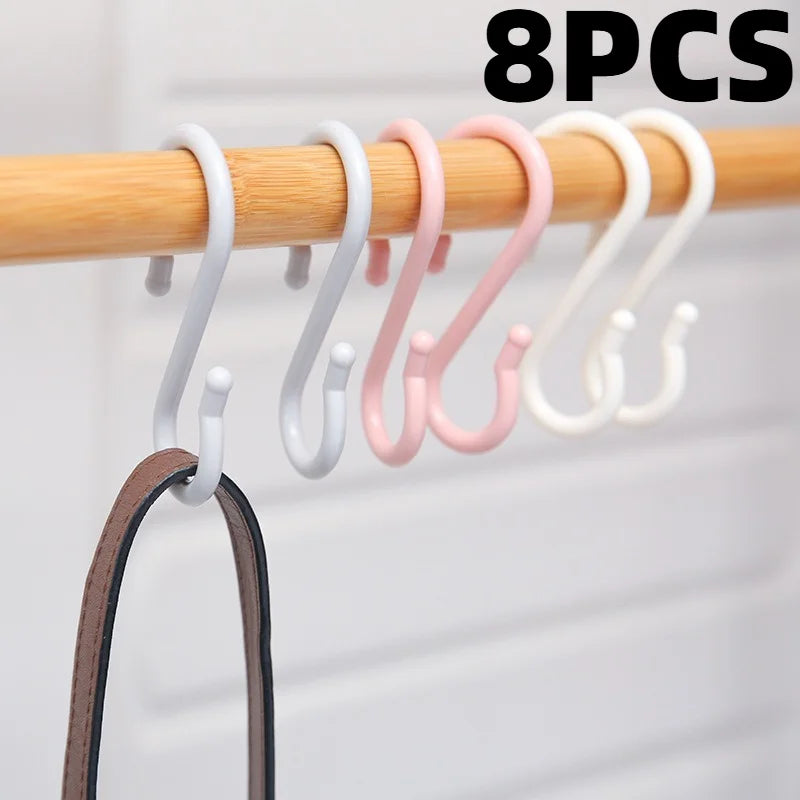 8pcs Plastic S-Shaped Hooks, Multi-Purpose Home Storage Hooks,S-Shaped Hooks,Suitable for Bathroom,Bedroom,Utility Hooks