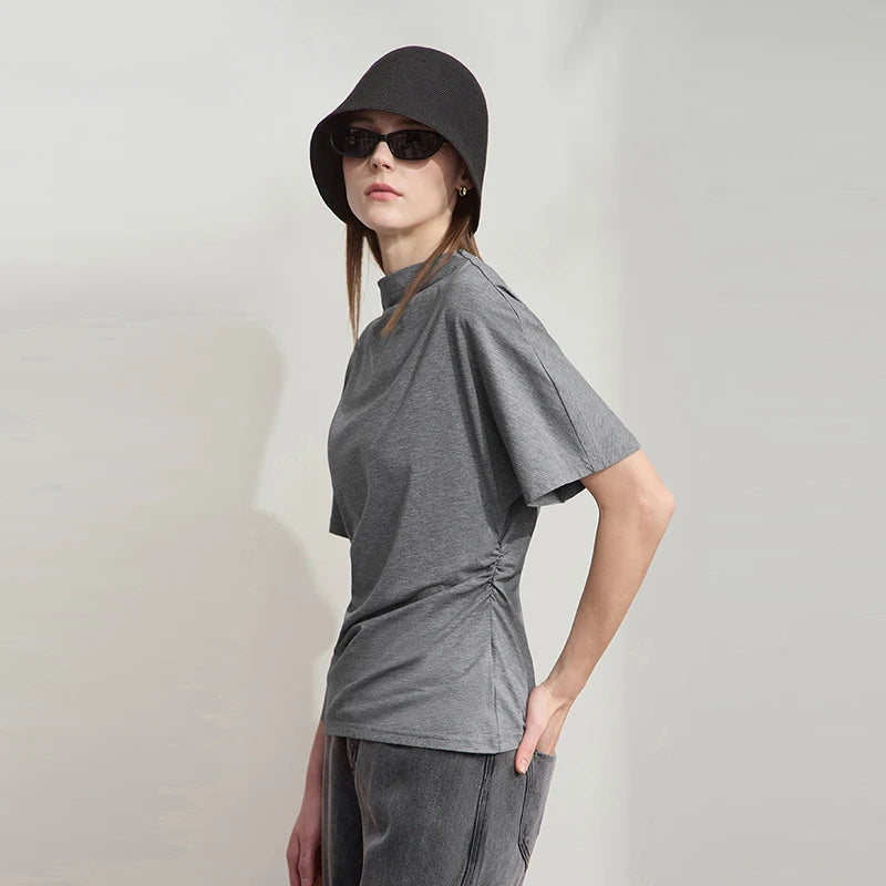អាវយឺត Amii Top Women Summer 2026 ថ្មី លាតសន្ធឹង ឆើតឆាយ ស្លីម សម អាវយឺតដៃខ្លី ងាយស្រួលប្រើសម្រាប់នារី 12612022