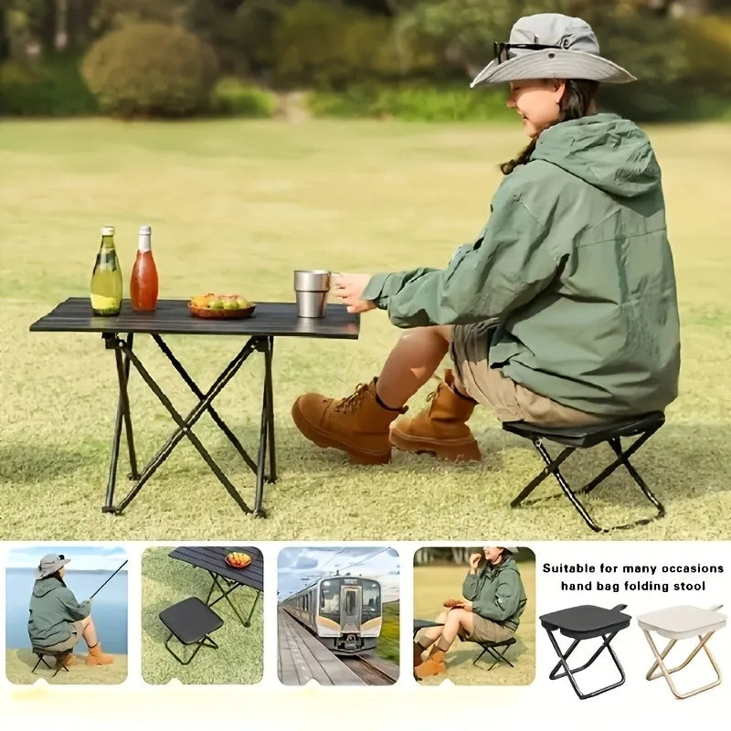 1pc Heavy Duty Foldable Stool Holds 120kg Anti-Collapse Carbon Steel Oxford Seat Camping Fishing Beach Hiking,camping stool