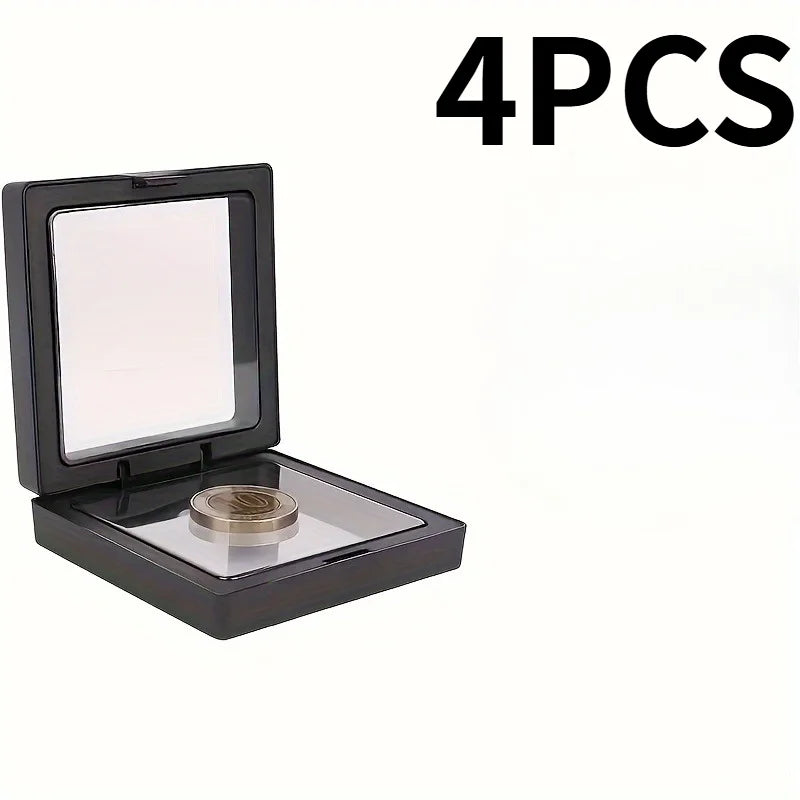 4pcs floating display box,dust-proof jewelry packaging,transparent storage box for necklace,bracelet.Gift Boxes for Retail Use.