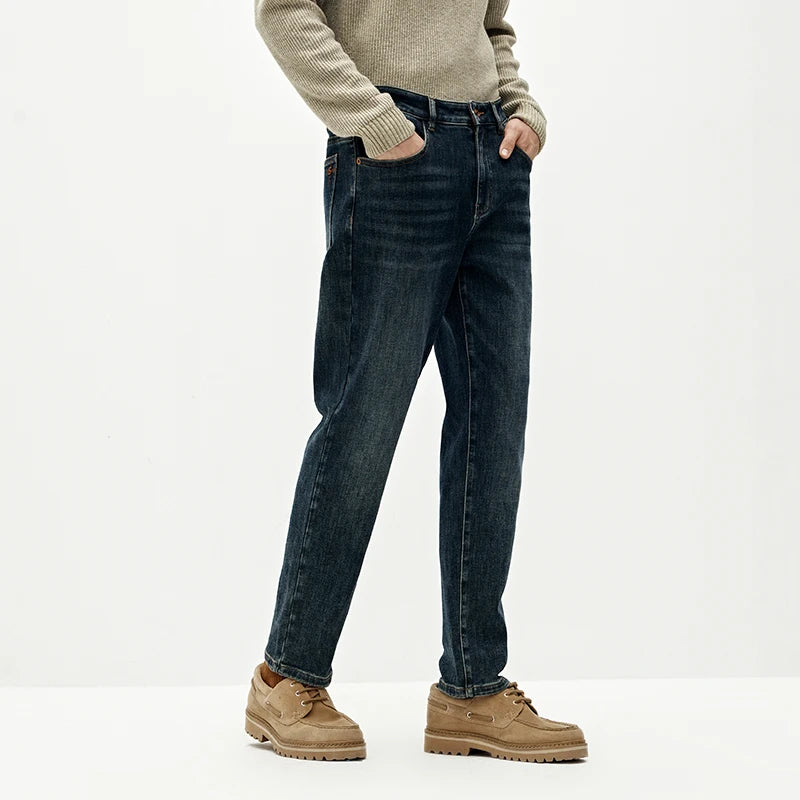 Semir Men Denim Jeans Cotton Stretch Regular Fit Straight Leg Vintage Wash Modern Style Versatile 2026 New Winter Daily Wear