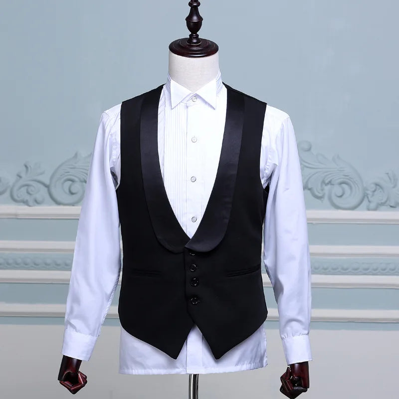 2026 Men's White Sleeveless V-neck Vests, Single-breasted Fashion Slim Vest Men Wedding Party Waistcoat,Size M,L,XL,XXL,3XL,4XL