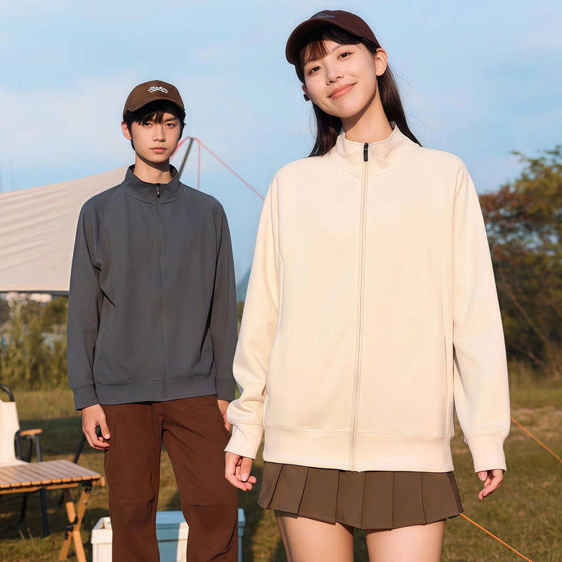 New Oxygen Cotton Super Soft Thick Stand-Up Collar Zipper Sweatshirt with Fleece Lining for Warmth in Autumn and Winter