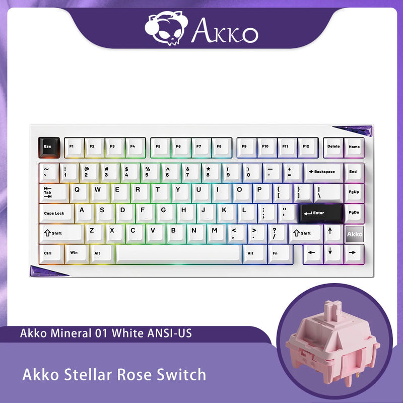Akko Mineral 01 Mechanical Keyboard / Barebone Kit Aluminum 75% 81 Keys VIA RGB Hot Swap Tri-mode Wireless Custom Keyboard/Kit