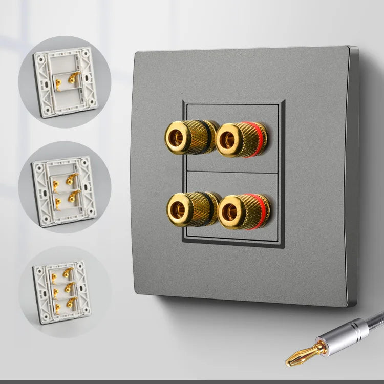Eu standard 2 4 port speaker speaker audio wall socket, KTV bar headset microphone connected socket audio cable audio panel