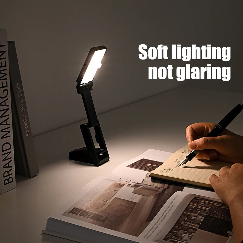 Clamp on Reading Light Rechargeable Foldable Multi-Angle Mini Portable Wireless Desk Lamp Suitable for Reading And Camping