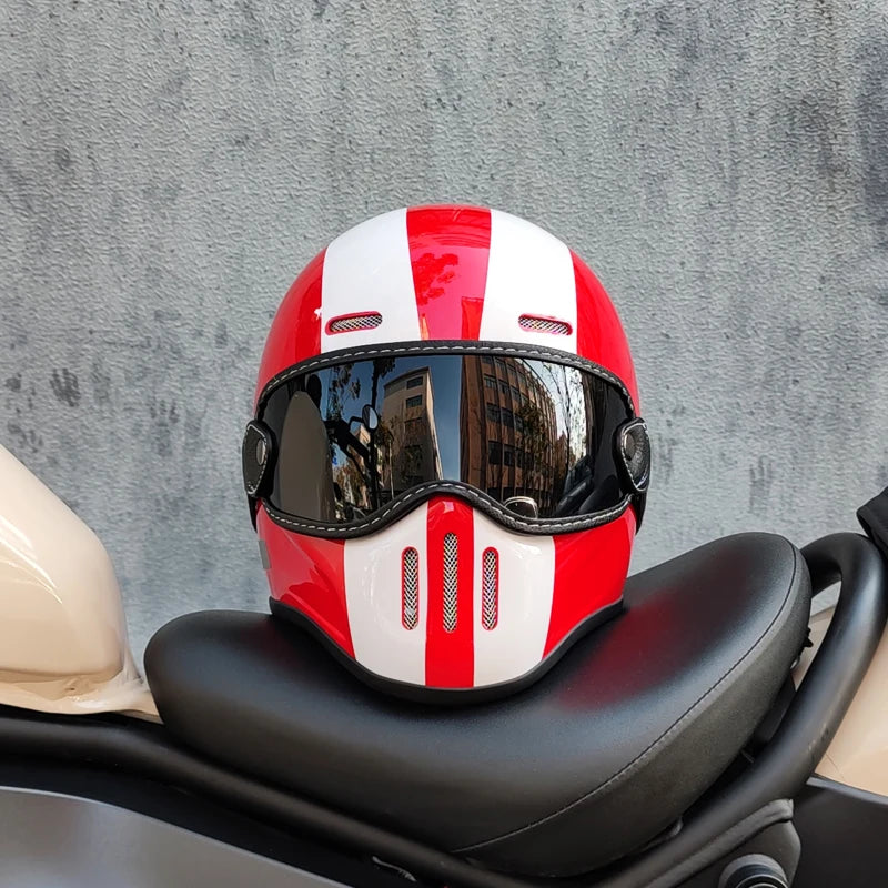 Motorcycle FBR Full Face Retro Helmet Tokyo Style Motorcycle Casco Moto Japan TT Helmets Fiberglass With Clear Visor