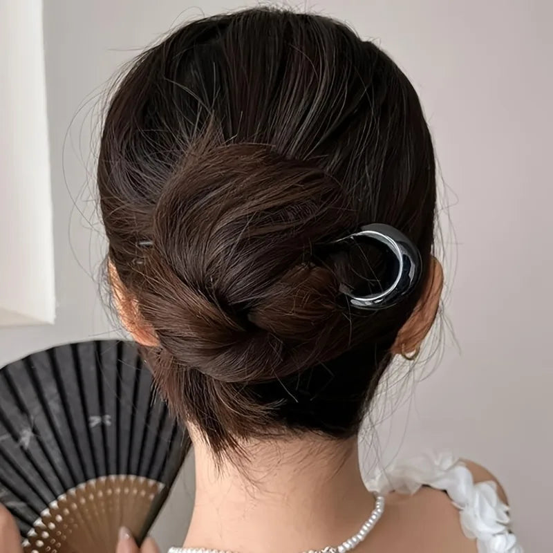 2pcs U-Shaped Wave Hair Pins - Anti-Slip Updo Fork Clips for Thick & Thin Hair,Elegant Hair Additions for Women Daily & Party