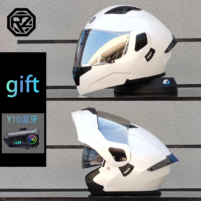 Modular flip motorcycle helmet with Bluetooth earphones, dual lens full helmet ORZ-103