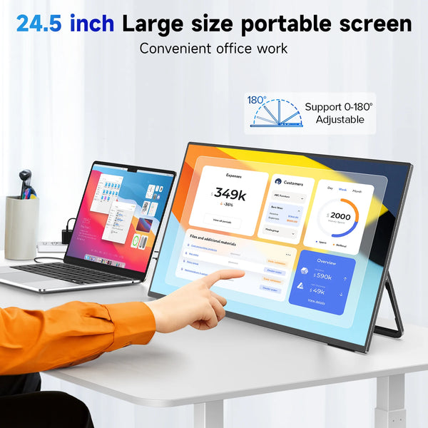ម៉ូនីទ័រលើតុចល័ត UPERFECT UMax 24 2K អេក្រង់ប៉ះទំហំ 24.5 អ៊ីញ 165Hz អេក្រង់ IPS ភ្ជាប់ជញ្ជាំង សម្រាប់កុំព្យូទ័រយួរដៃ PC Mac XBOX PS5 លេងហ្គេម