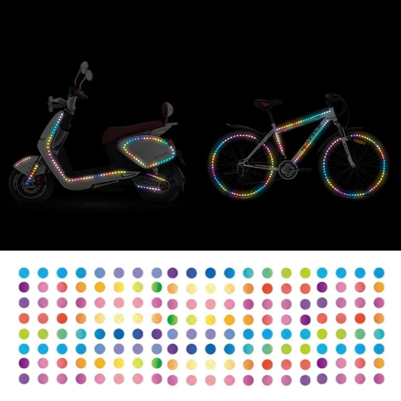 SEAMETAL 20/40PCS Car Wheel Hub Reflective Stickers Rainbow/Breakpoint Waterproof Strips Luminous Tapes for Car Bike Motorcycle