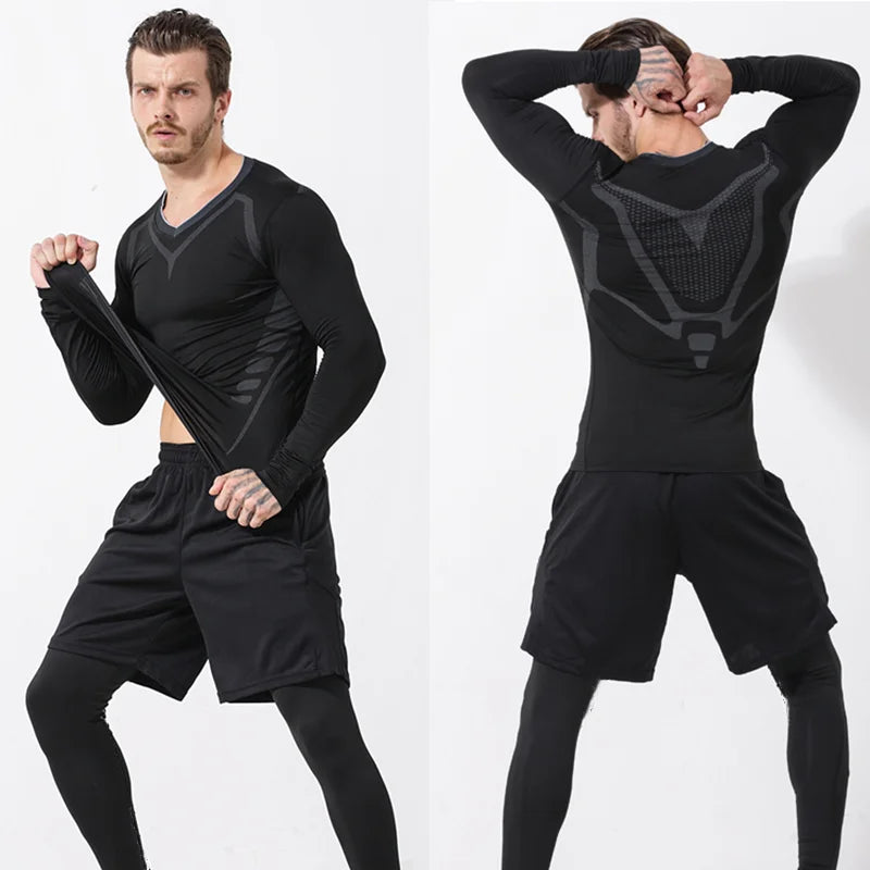 Men's Long Sleeve Compression T-Shirt Quick Dry Tight Fitness Top Winter Sportswear for Gym Running Jogging Training Athletic