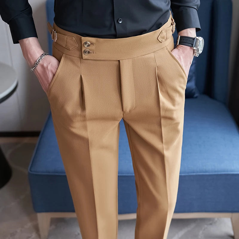 Men's Blue Green Suit Pants, Fashion Slim Dress Trousers, White Black Khaki Pantalones Hombre, Fall/Winter Male Pant Asian Size