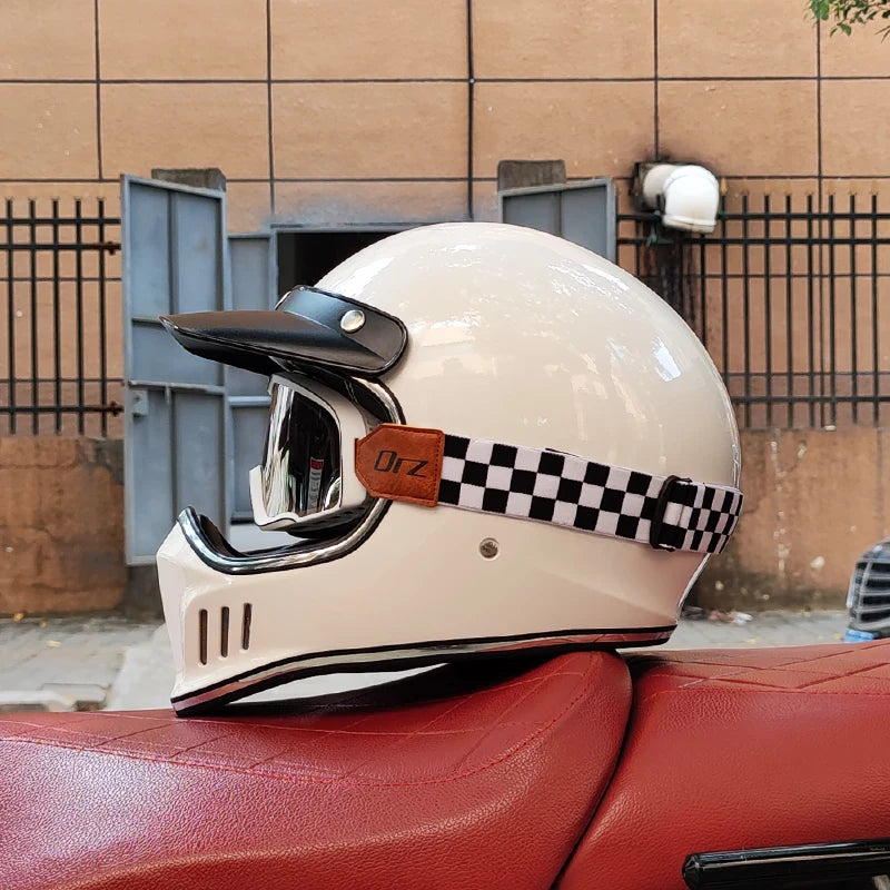 Retro Motorcycle Helmet, Retro Coffee Racer, Personality, Full Face, DOT Certified, Jet