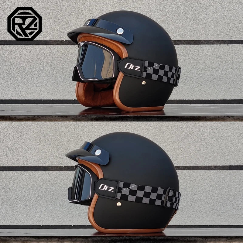 Retro 3/4 Leather  Helmet Motorcycle Helmet Open Chopper Bicycle Helmet Casque Casco Motocicleta Capacete Helmet