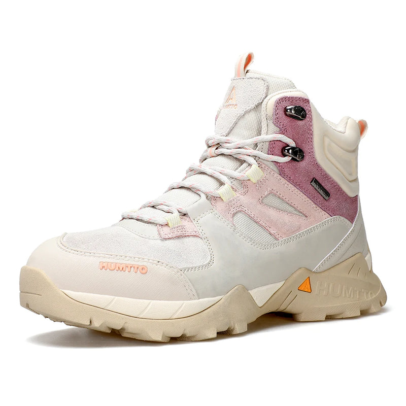 HUMTTO Waterproof Trekking Shoes Womens Luxury Designer Hiking Boots for Women Outdoor Climbing Sneakers New Leather Ankle Boots