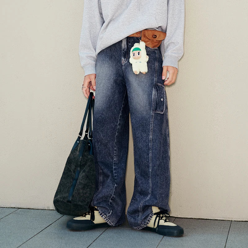 Semir Men Jeans 2026 Retro Washed Wide Leg Cargo Curved Barrel Loose 2026 Autumn Denim Pants Slim Look Street Casual Style