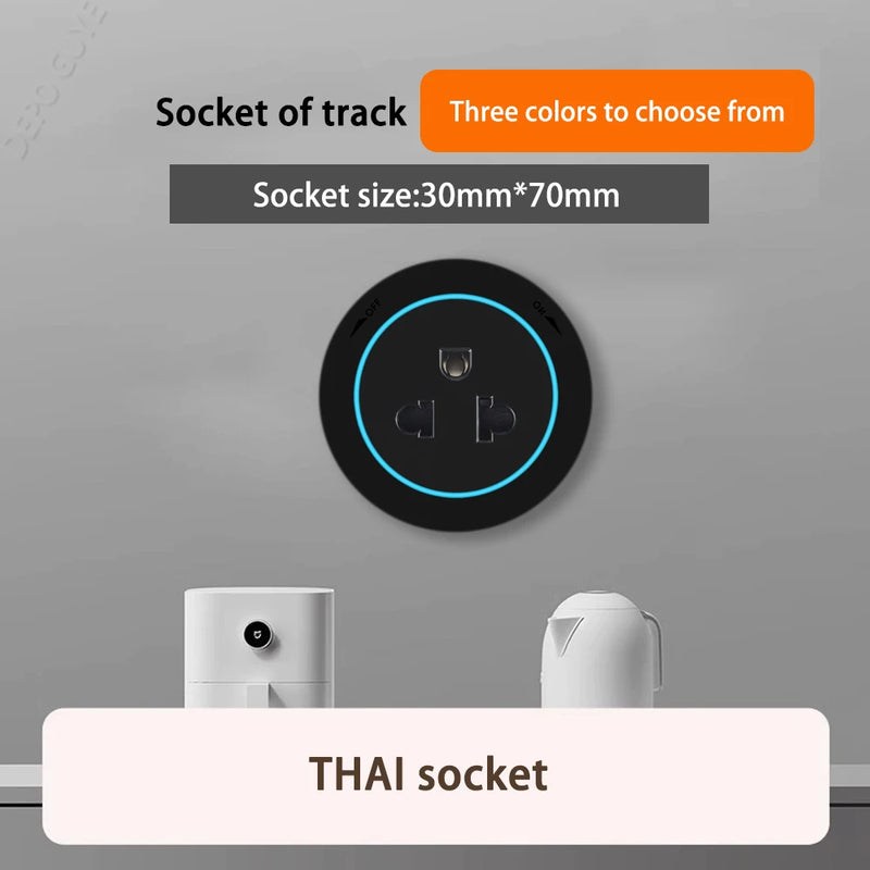 Imitation wood grain Rail Mobile Power Track Socket EU/Universal/UK/USB Type-C Kitchen Bathroom Office Wall Mounted Socket Plugs