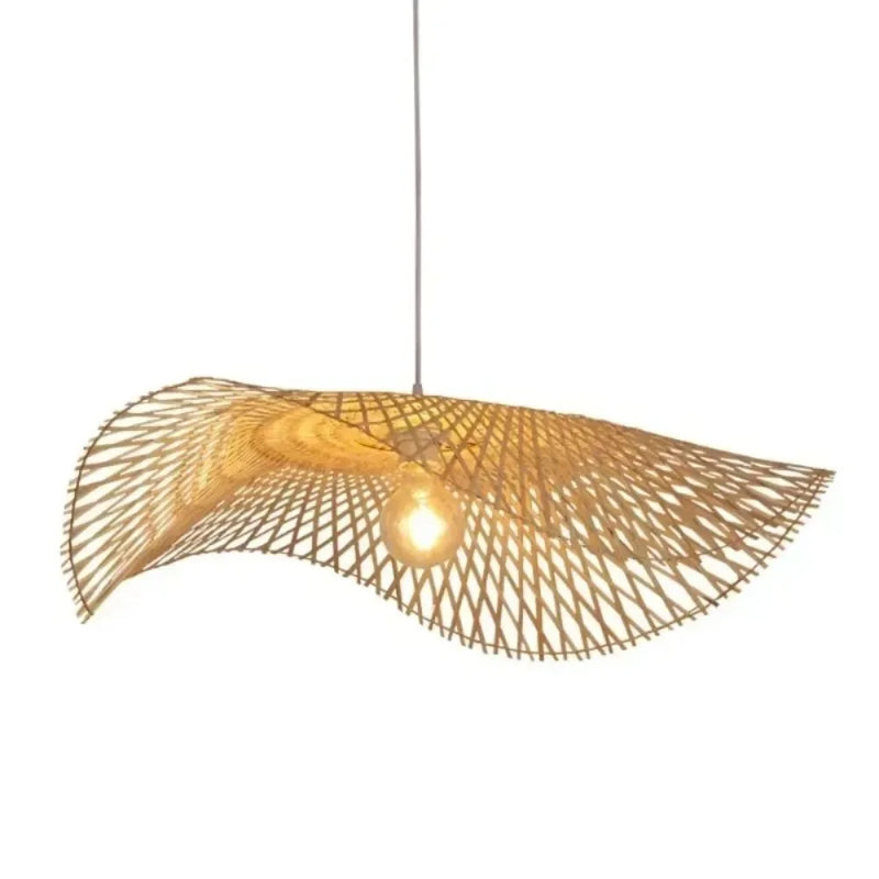 JOYINLED Handmade Bamboon Pendant Ceiling Lamp Dia.35/45/55 Rustic Style Chandelier Lighting for Dining Room Vintage Restaurant