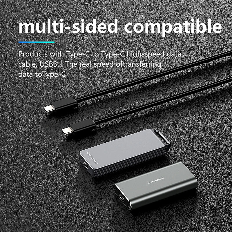 ថាសរឹងចល័ត Blueendless Mini M.2 NVME 2242 ចល័តអាលុយមីញ៉ូមទាំងអស់ TYPE-C កុំព្យូទ័រខាងក្រៅថាសរឹងចល័តប្រអប់
