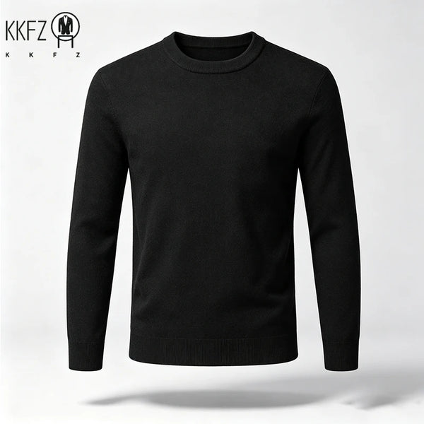 New Arrival Mens Crew Neck Knit Sweater Thick Soft Fine Knit Material Slim Cut Long Sleeve Autumn Winter Outer Tops