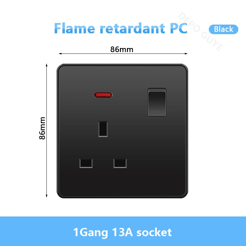 Universal Black USB Type-C 18W Smart Fast Charging Socket Double 5-pin Power Plug,UK  Electrical Internationa Wall Light Switch