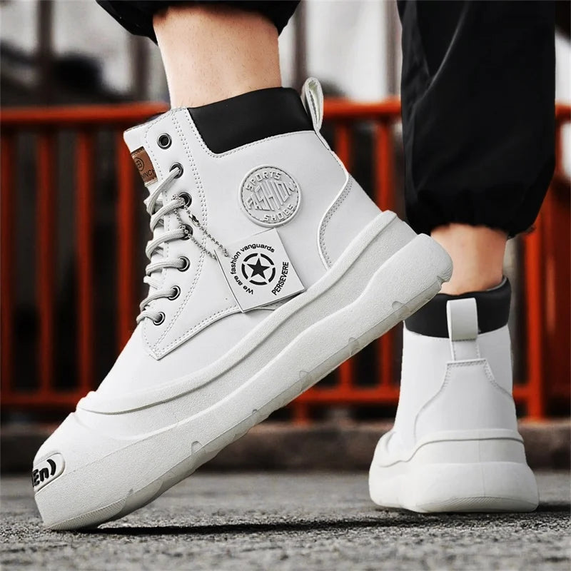 Men's Boots Four Seasons New Casual High-Top Boots Soft Sole Anti-Slip Comfort Outdoor Boots Fashion Joker Youth Tide Work Boots