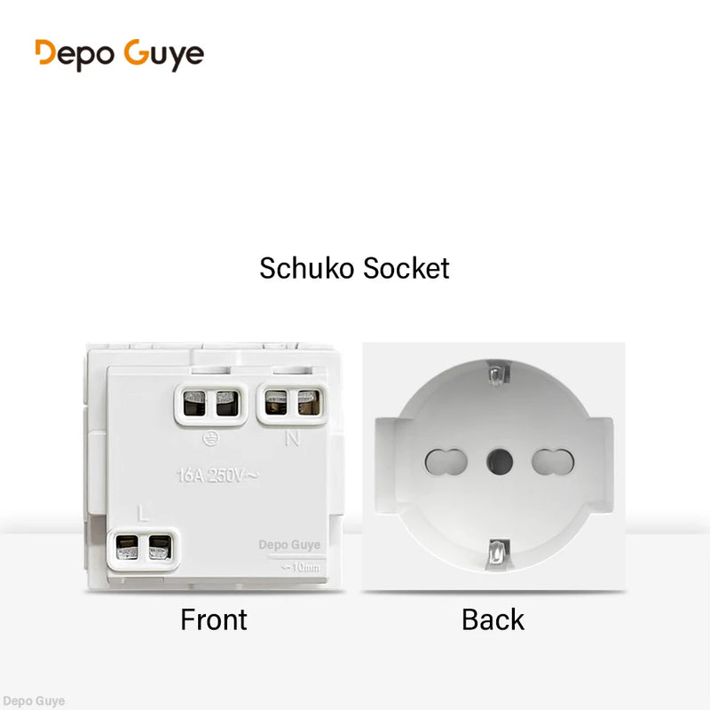 EU Wall Socket Plastic Panel White USB Type C 10W/20W Charge Port TV Rj45 Satellite HDML Interface Function DIY Combination
