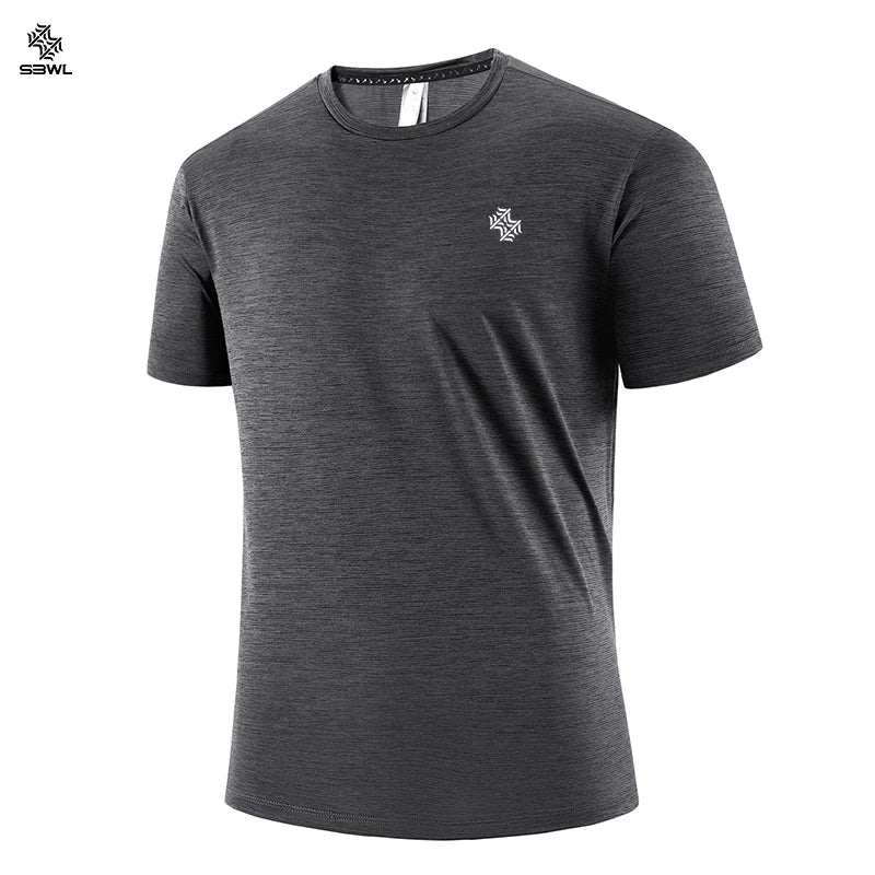 High Quality Men Breathable Fast Drying Running Sports Fitness Breathable Comfortable Short Sleeve T-Shirt Casual Light Gym Tops