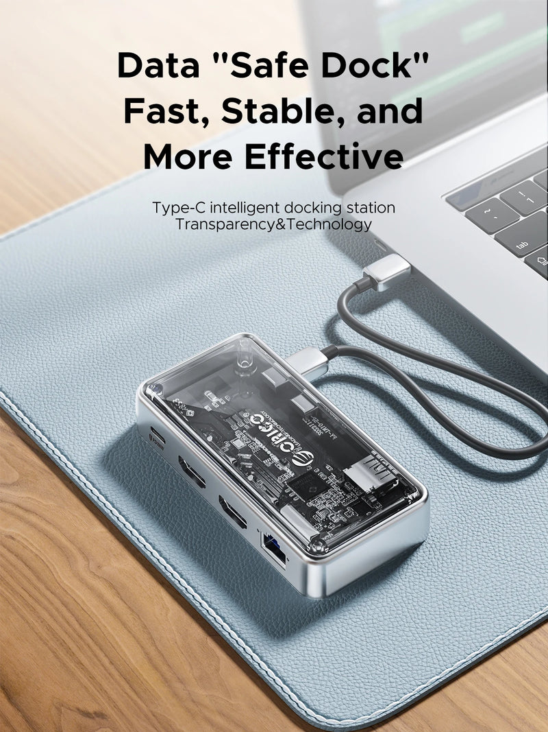 ORICO Metallic USB C 10Gbps Docking Station 4K60Hz HDMI-compatible USB 3.0 Adapter RJ45 for Macbook Pro Laptop Accessories