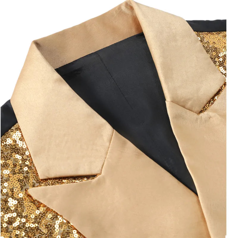 Men's Gold Sleeveless Vest Jacket with Sparkling Round Sequins; Perfect for Weddings, Parties, Performances Silver Waistcoat