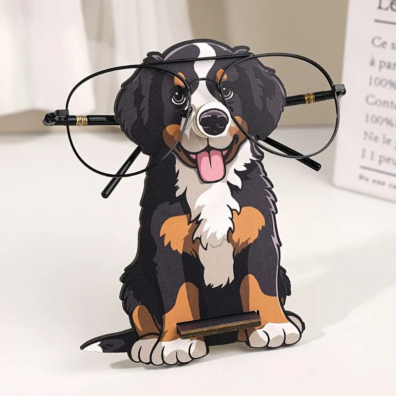 1pc Handmade Wood Shepherd Dog Glasses Holder - Wood Eyeglass & Fashion Glass Display Stand,for Nightstand, Home Office.