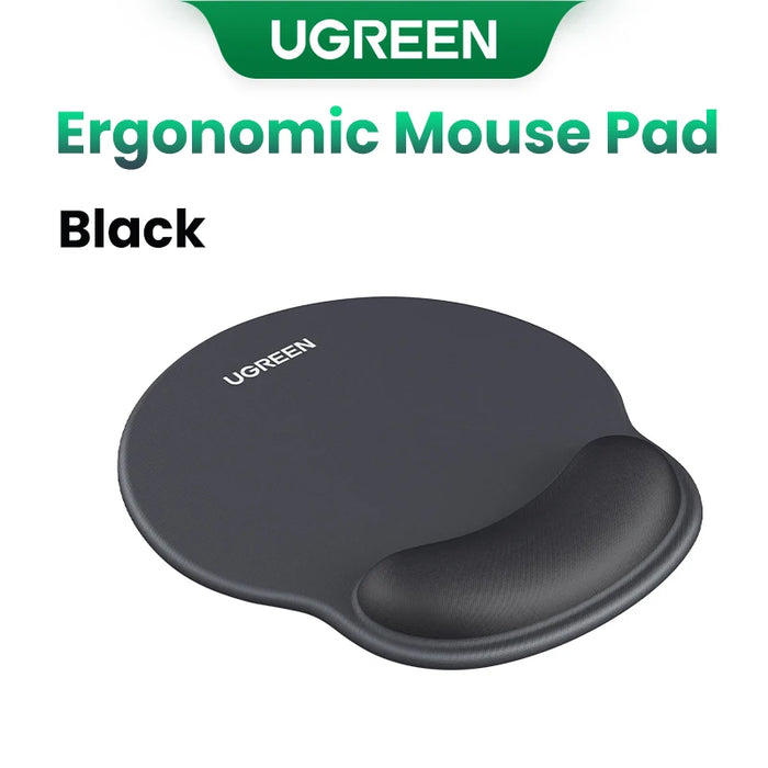 UGREEN Mouse Pad Wrist Support Ergonomic Mousepad Non-Slip Memory Foam for Office Home Computer PC Desk Fabric Mousepad Black 25x22.5cm CHINA