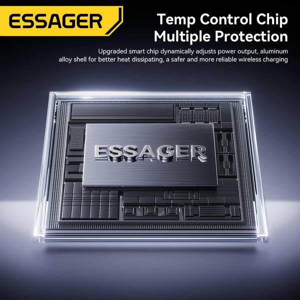 ជើងទ្រសាកថ្មឥតខ្សែ Essager 3 in 1 អាចបត់បាន 15W សម្រាប់ iPhone 17 16 15 Airpods iWatch សម្រាប់សាកថ្មលឿន MagSafe