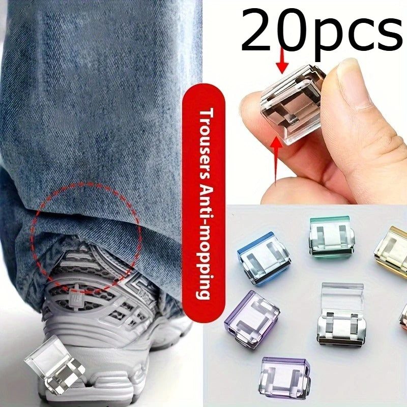 10/20/30pcs Random Color Invisible Hem Shortening Clips, Anti-Slip Pants Leg Fixing Grips Seamless Hems Buttons Non Slide Shoe