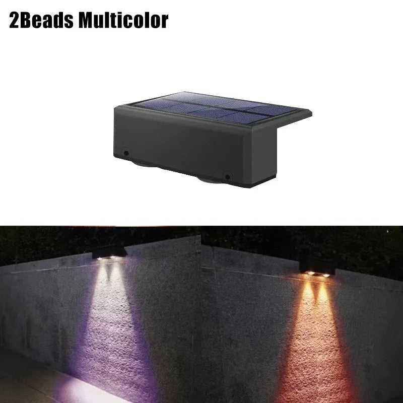 Solar Wall Lights 2 LED Solar Fence Lights Outdoor Waterproof Solar Deck Light  for Fence Post Yard Pathway Landscape Decor