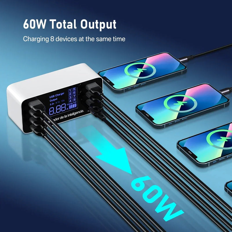 ឆ្នាំងសាក USB 60W Quick Charge QC 3.0 4.0 ឆ្នាំងសាកទូរស័ព្ទ ថេប្លេត ឆ្នាំងសាកលឿនសម្រាប់ iPhone 12 Pro Xiaomi Huawei Samsung