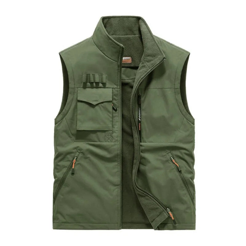 Double sided wear workwear style  Asian Size  Men Autumn and Winter warm sleeveless vest with fleece casual versatile