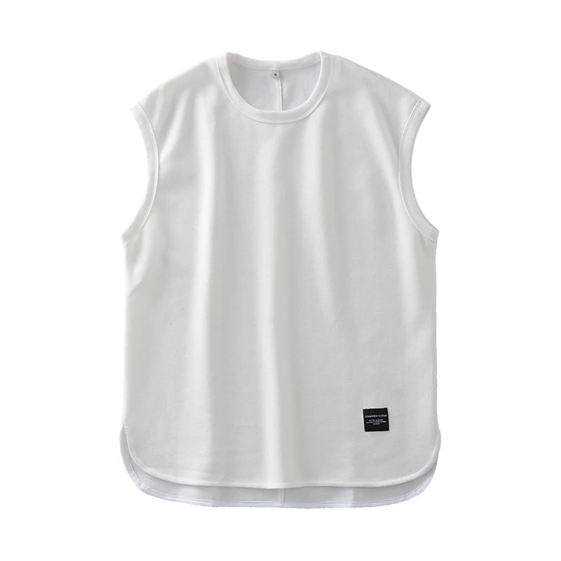 DUKEEN Pique Fabrics Sleeveless T-Shirt for Men Summer Breathable Basketball Sports Solid Color Vest Men's White Basic Tank