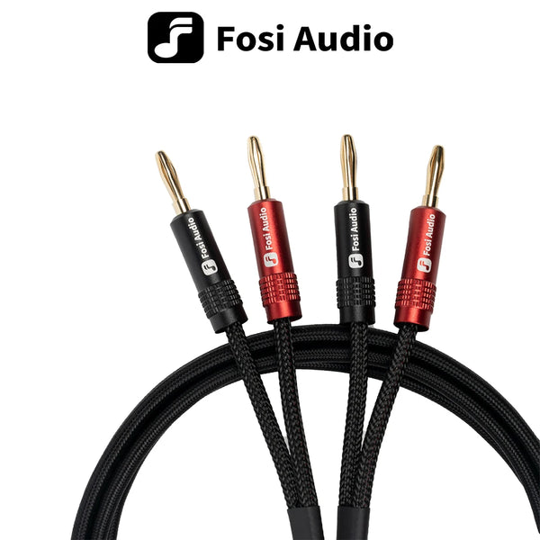 ខ្សែ ឧបករណ៍បំពងសម្លេង Hi-Fi ម៉ាក Fosi Audio ធ្វើពីនីឡុង ជាមួយនឹងឌុយចុងចេកស្រោបមាស - 1.8m*2/0.3m*2
