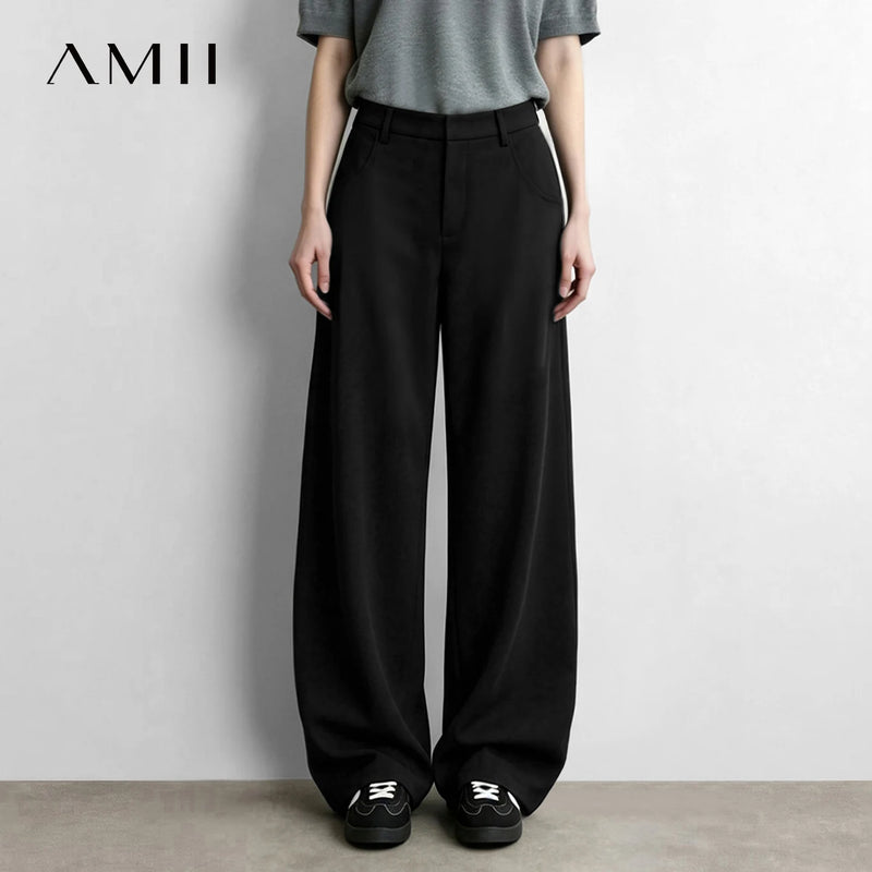 Amii Women's Curved Barrel Pants Loose Casual Commuter Vintage High Waist Trousers Winter 2026 New Capris Woman Clothes 12624013