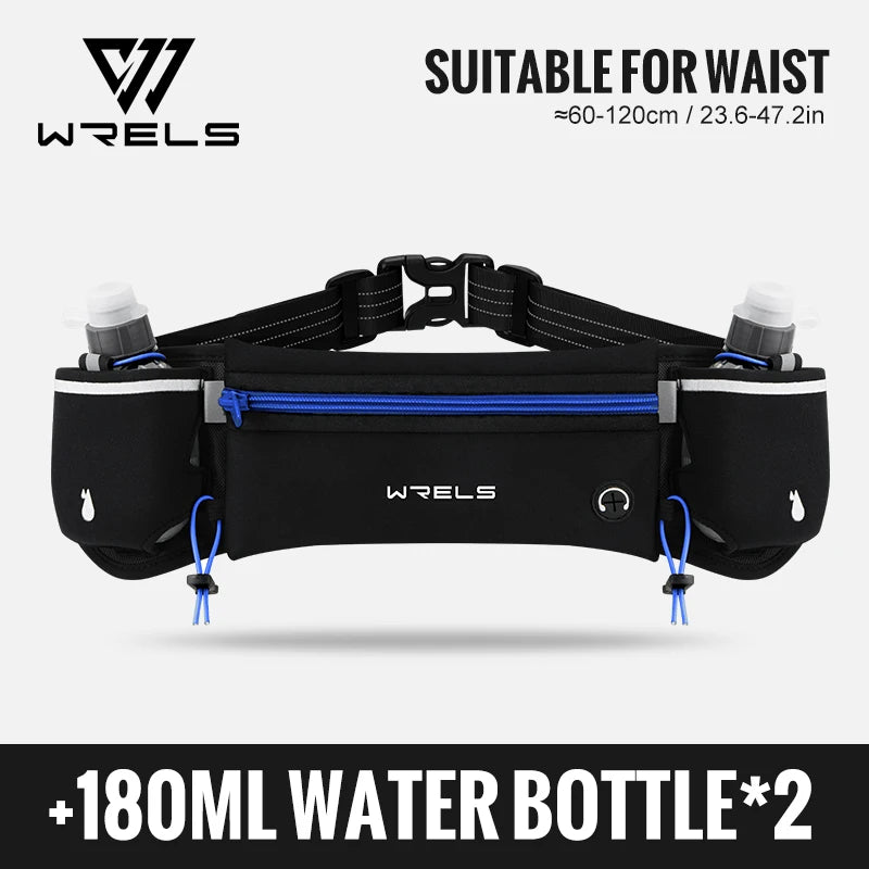 WRELS Outdoor Sports Running Waterproof Utralthin Waist Bag Runner Belt Hydration Running Belt with Water Bottle Running Pack