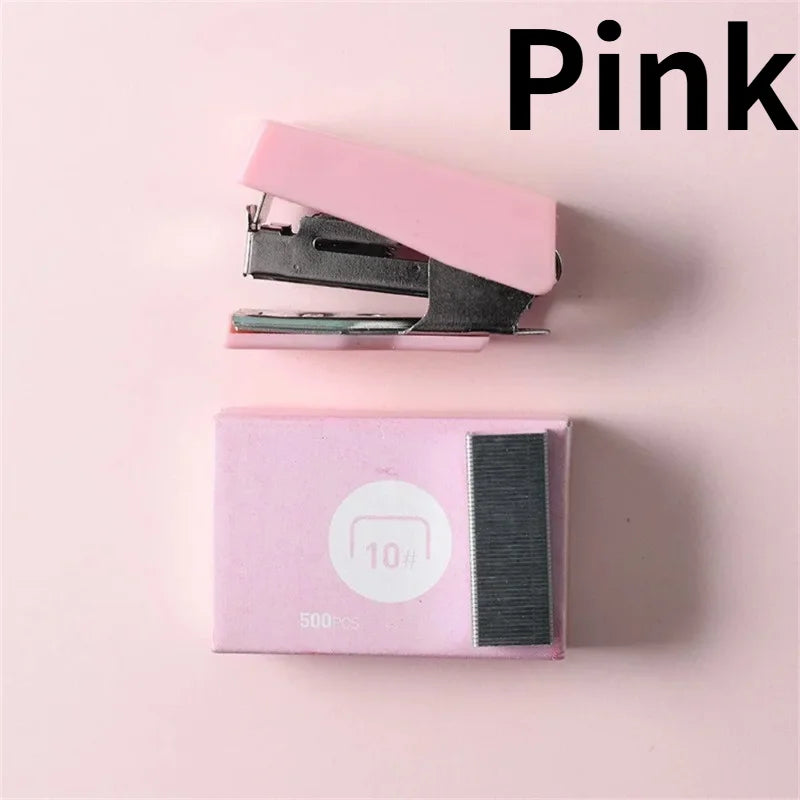 1PC Mini Stapler for Paper File Metal Stapler Set with 500pcs 10# Staples Cute Stationerys Kits School Office Binding Supplies