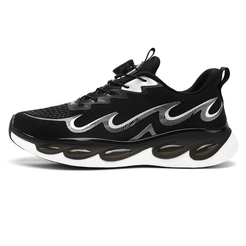 Men Sports Shoes New Breathable Rotating Buckle Fashion Wear-resistant Leather Street Anti Slip Lightweight Flat Running Shoes