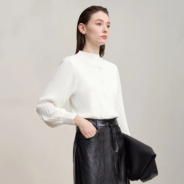 AMII Women's Cardigan Minimalist Half High Collar Cardigans Lady 2026 Autumn New Long Sleeves Slim-fit Female Sweater 12523097