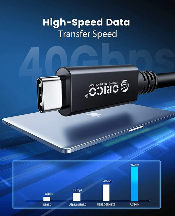 ORICO USB4 Cable USB-IF Certified USB C Cable HD 8K @60Hz PD100W Fast Charge 40Gbps Data Transfer for Thunderbolt 3 Macbook