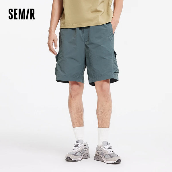 Semir Black Work Shorts Men 2025 New Summer Loose Sport Straight-Leg Mid-Length Pants Moisture Wicking for Casual Wear