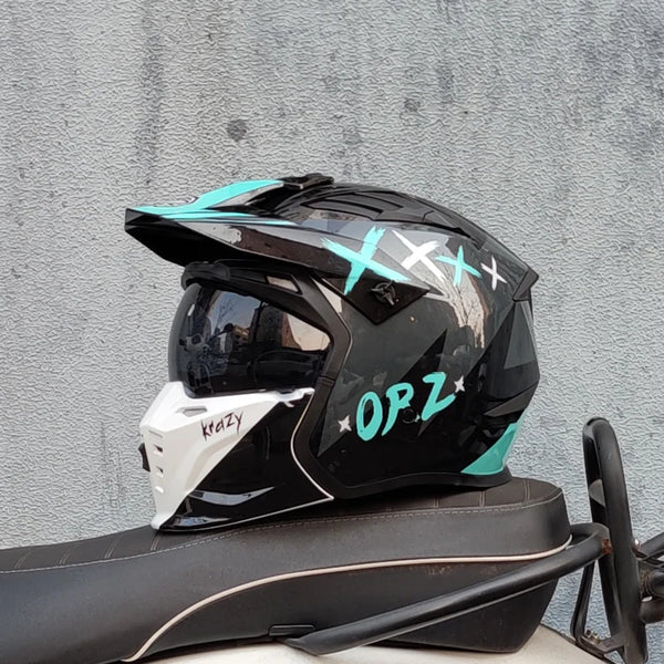 ORZ-163 Vintage caf é rider full face motorcycle helmet with detachable sun visor UV protection suitable for cruising streetcars