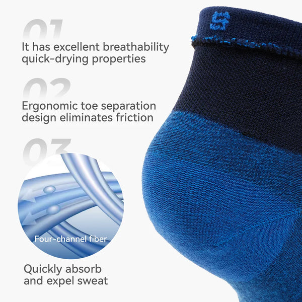 WRELS Coolmax Running Socks Toe Socks Breathable Five Finger Socks Anti Blister Quick Dry Cushioned Men Women Athletic Socks